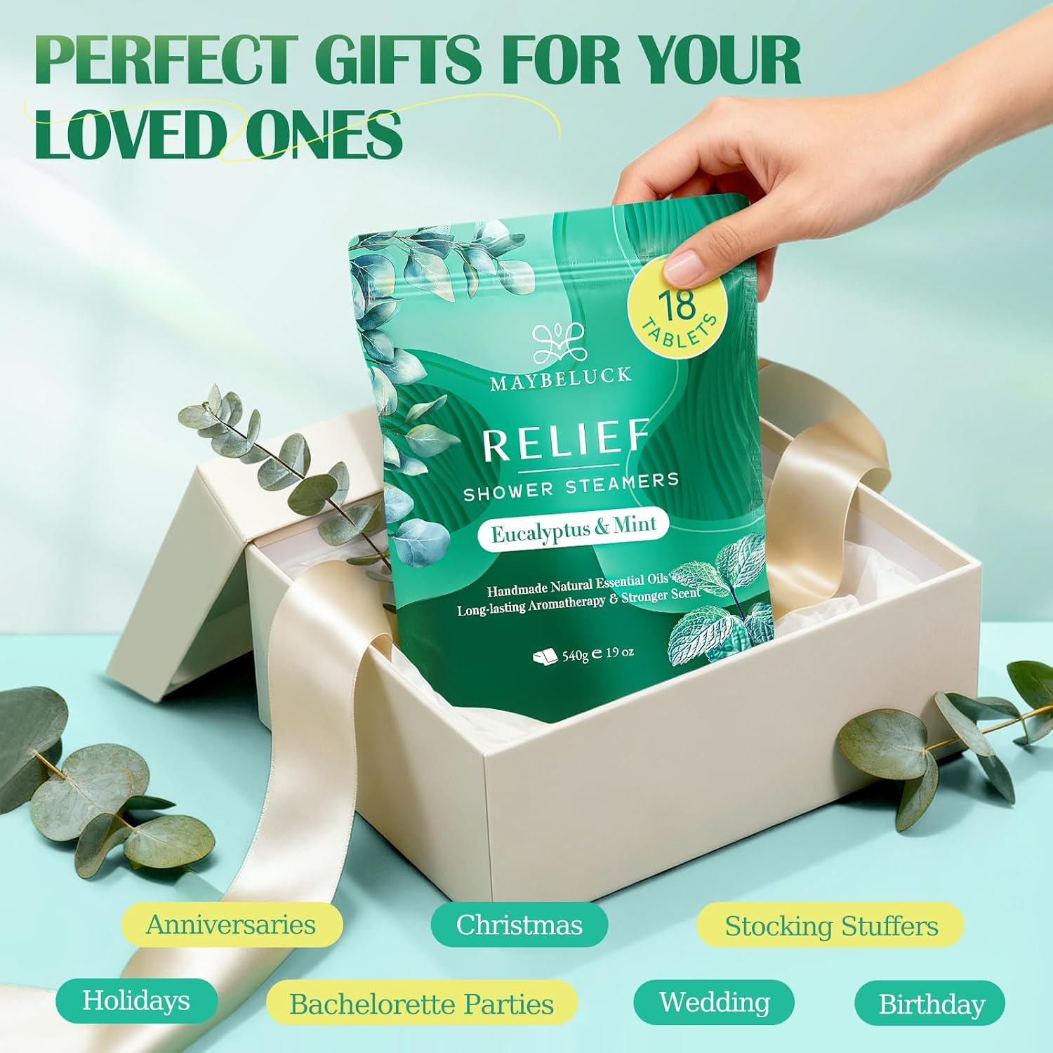 Eucalyptus Mint Shower Steamers 30 Pack - Eucalyptus for Shower, Valentine's Day Gifts & Birthday Gifts for Women