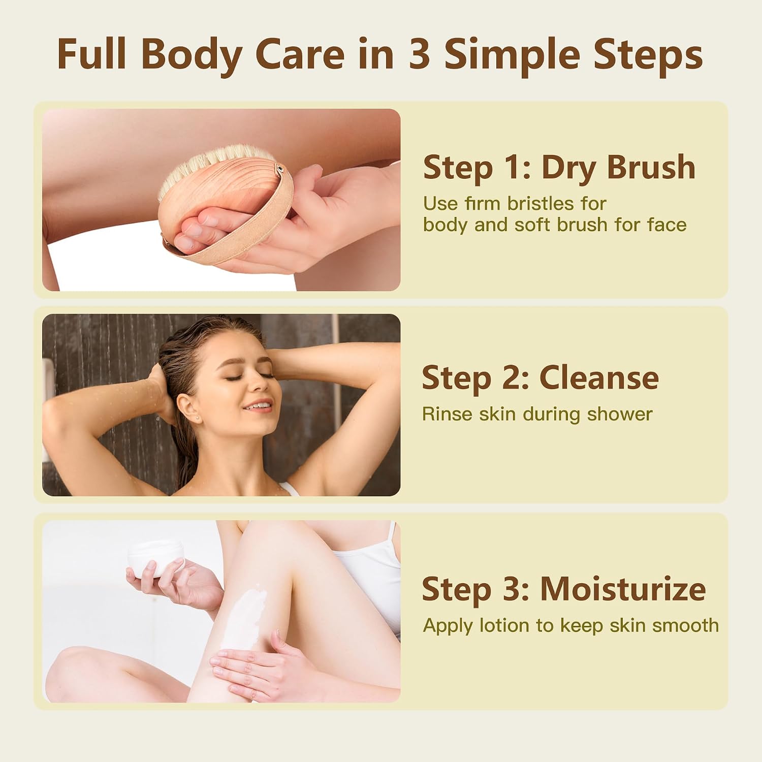 Dry Brushing Body Brush Set for Body and Face, Boar Bristle Body Scrub Brush and Soft Facial Brush, Exfoliating Dry Brush Kit for Smooth Skin, Lymphatic Drainage, Cellulite, Blood Circulation, 2 Pack