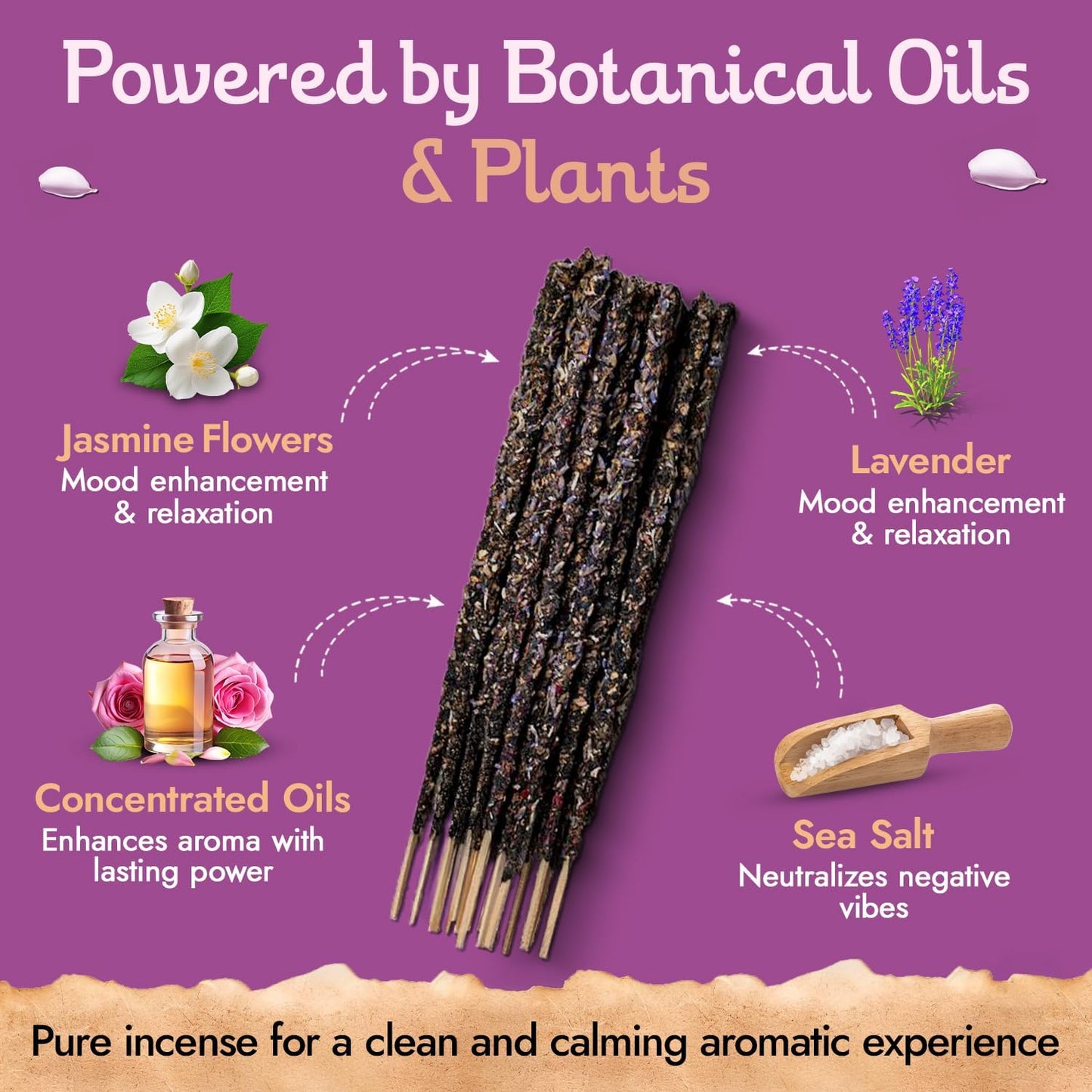 Roses Lavender Incense Sticks by Sagrada Madre - 6 Extra-Long Thick Rod with Lavender, Fruit Base & Natural Oil - Rose Incense Sticks for Relaxation, Good Fortune & Gratitude - 1 Hour Burn Time