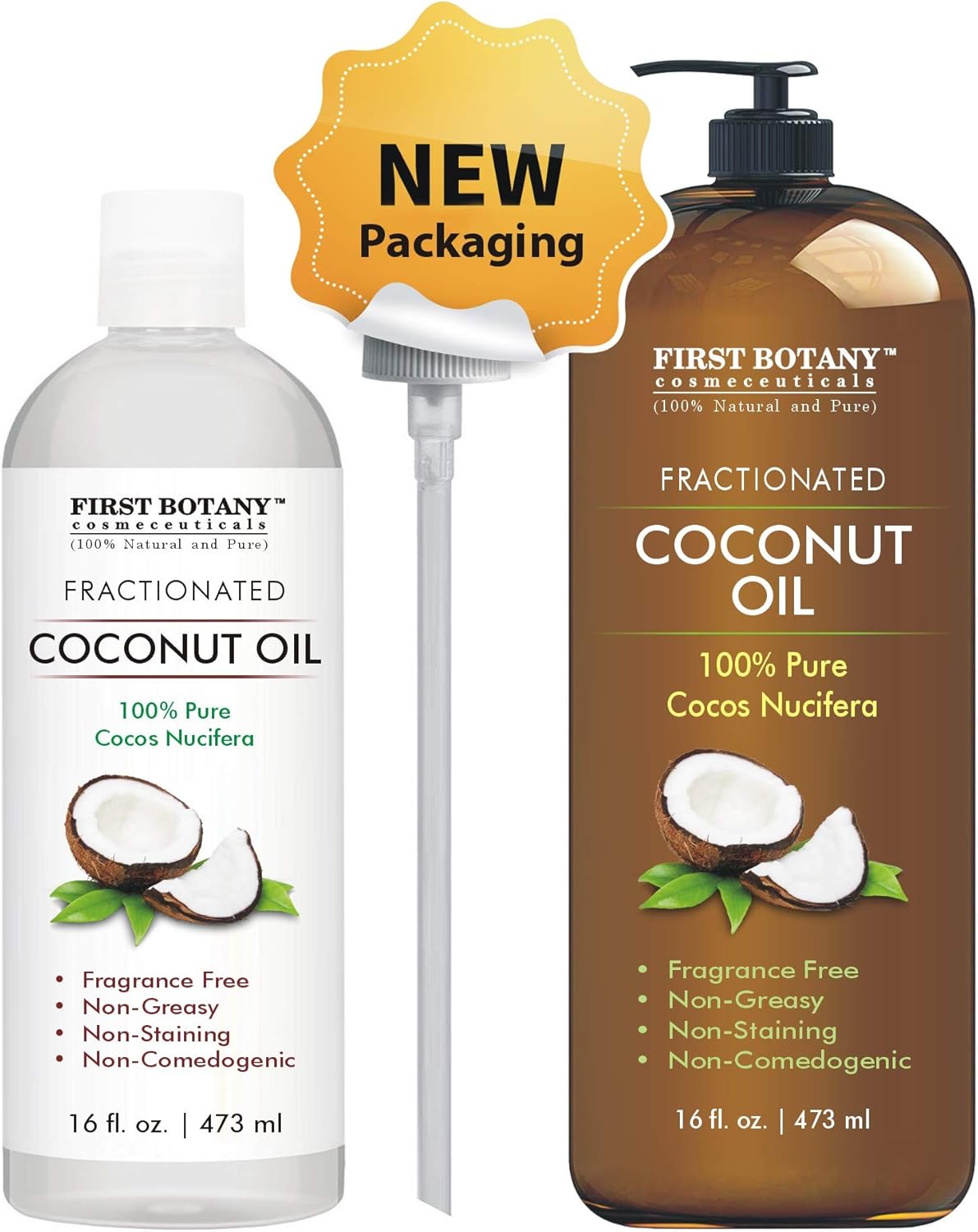 Fractionated Coconut Oil 16 fl. oz - 100% Natural & Pure MCT Coconut Oil for Hair, Skin,and Aromatherapy Carrier Oil, Massage Oil,Best Skin Moisturizer