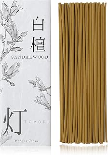 Sandalwood Premium Japanese Incense Sticks 60sticks Coreless Low Smoke Natural Charcoal Free Non Toxic Temple Kyoto Aroma Aromatherapy Meditation Calming Stress Relief Relaxation Yoga Zen TOMORI