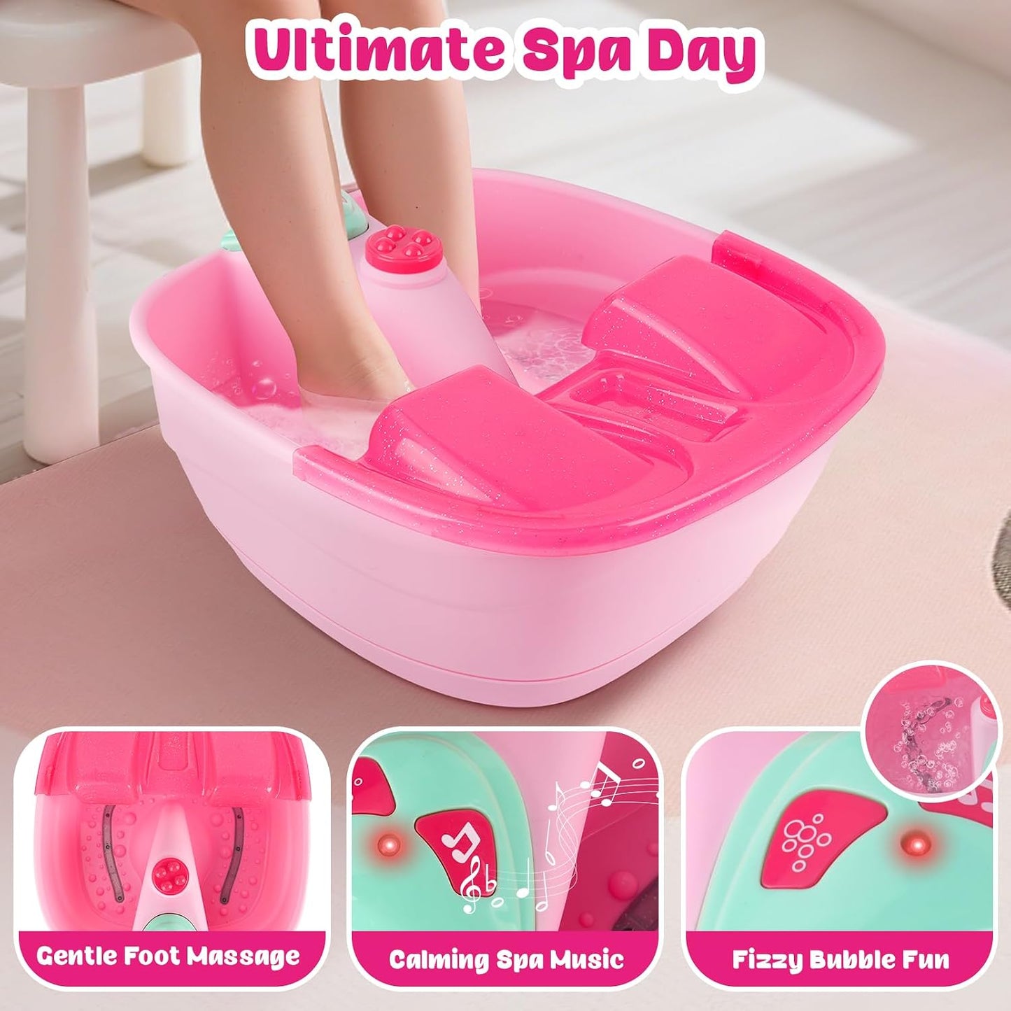 Auntyfey Kids Spa Day Kit For Girls, Spa Kit For Girls Ages 6-8-10-12, Kids Foot Spa Manicure Pedicure, Girls Pedicure Spa Kit For Kids With Kids Spa Set For Girls Christmas Birthday Gift