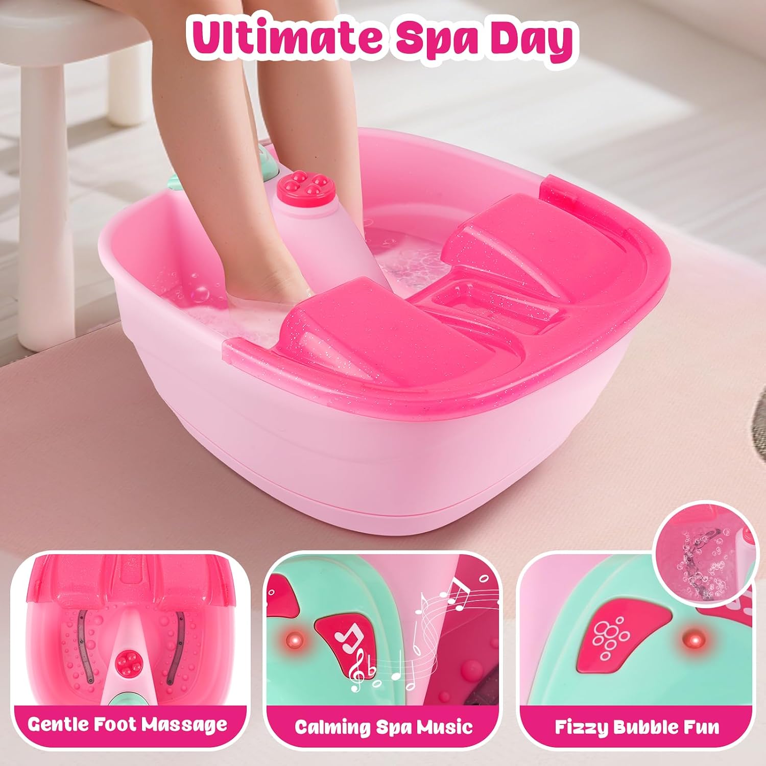 Auntyfey Kids Spa Day Kit For Girls, Spa Kit For Girls Ages 6-8-10-12, Kids Foot Spa Manicure Pedicure, Girls Pedicure Spa Kit For Kids With Kids Spa Set For Girls Christmas Birthday Gift
