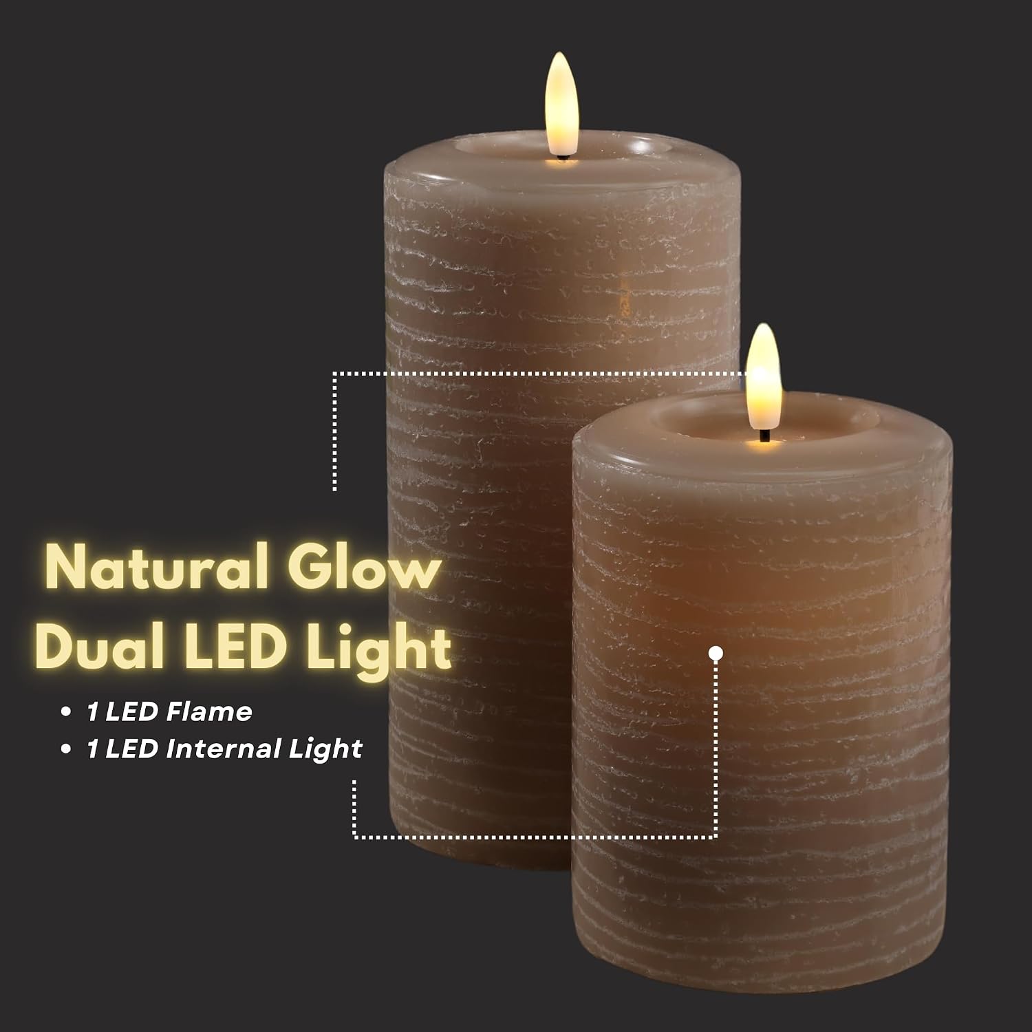 LumiPur Signature Collection Natural Glow Flickering Flameless LED Wax Pillar Candle (3.5" x 7", Mushroom)