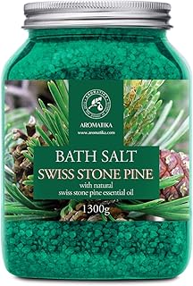 Pine Bath Salt w/Natural Swiss Stone Pine Essential Oil 46 Oz - Pinus Cembra - Natural Bath Sea Salts - Coniferous Salts - Best for Bath - Good Sleep - Relaxing - Body Care - Beauty - Aromatherapy