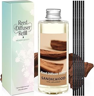 SCENTORINI Reed Diffuser Oil Refill, Sandalwood Diffuser Oil 6.76 Fl Oz, Natural Scented Essential Oil Refill Long Lasting Summer Home Fragrance for Bathroom Bedroom Spa Aromatherapy Home Decor