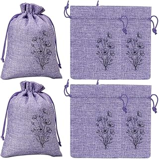 6Pcs Small Sachet Bags, Sachet Bags Empty for Lavender with Drawstring, Embroidered Canvas Empty Sachets Bag, for Spices, Jewelry, Candy, Lavender Buds, Purple