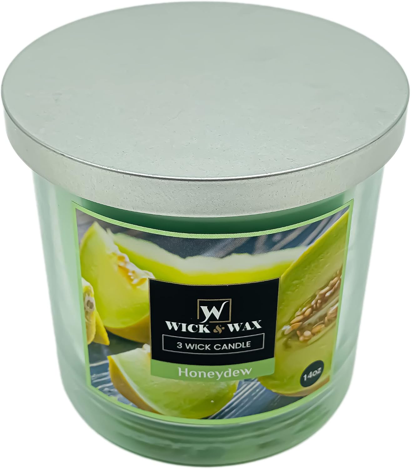 VeZee's 3 Wick 14 oz Honeydew Scented Jar Candles by Wick & Wax, Lift Your Spirits with The Refreshing, Pleasant Fragrance:1 Jar