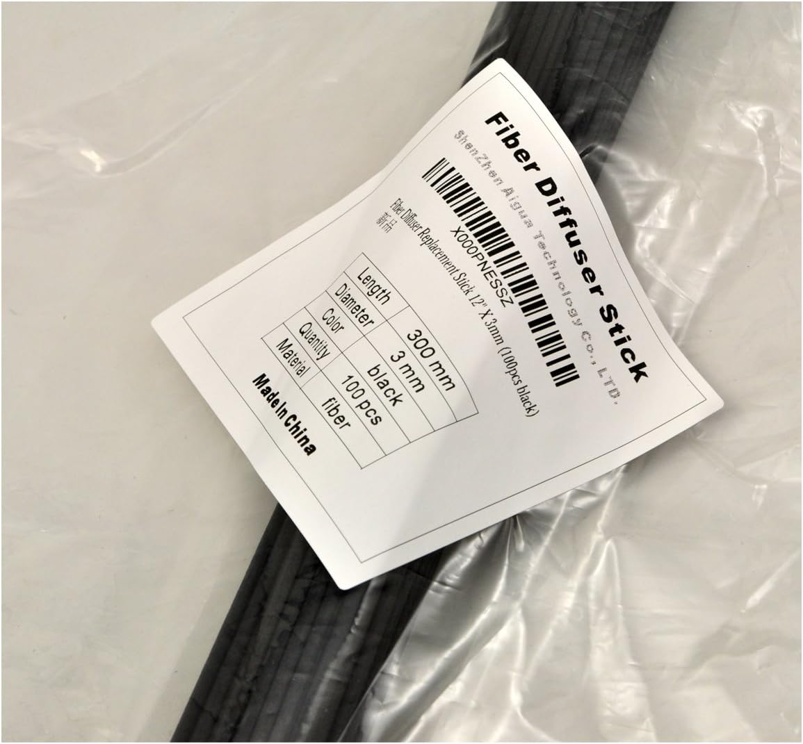 100 Pieces Fiber Reed Diffuser Replacement Refill Sticks (12" x 3mm, Black)