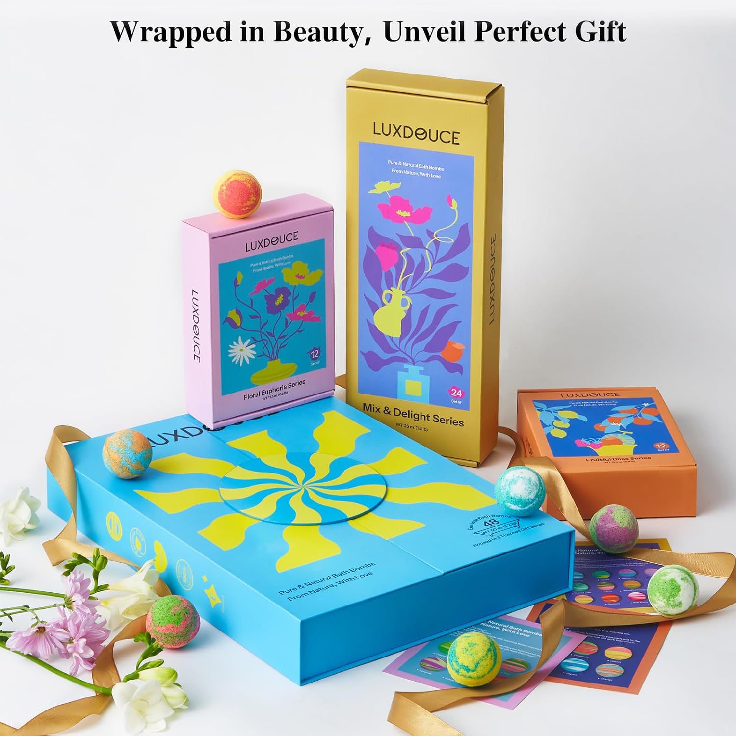 48 Pack Bath Bombs Gift Set – Aromatic Bubble Bombs with 18 Scents, SPA Relaxing & Skin Nourishing, Ideal Self-Care Gifts for Women, Wife, Grandma, or Daughter on Birthdays or Summer Occasions