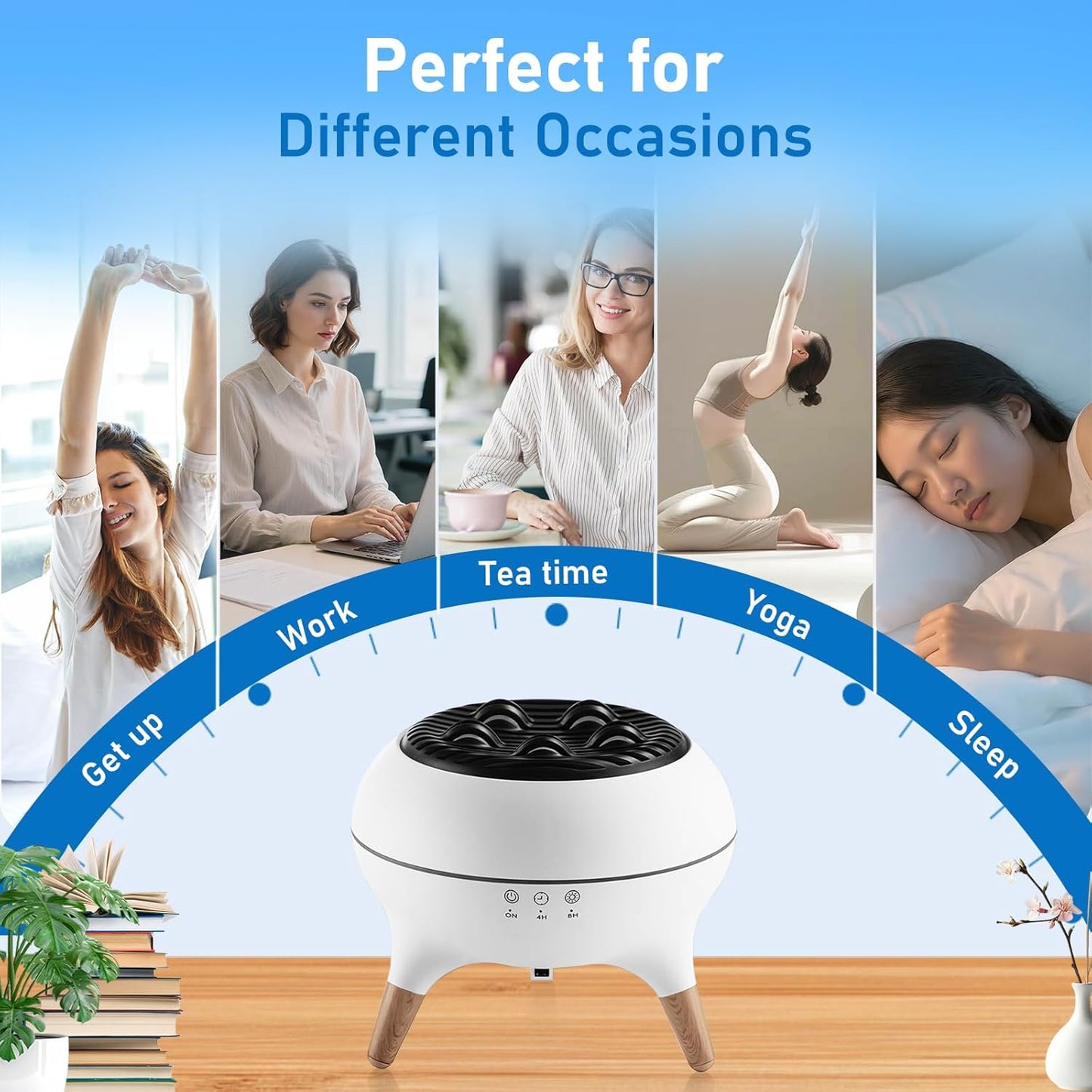 300ml Essential Oil Scent Diffuser, Aroma Diffuser with Remote Control, Mist Humidifier with 7 Colors LED Lights and Timer Function for Home, Office, Yoga, Relaxation & Better Sleep