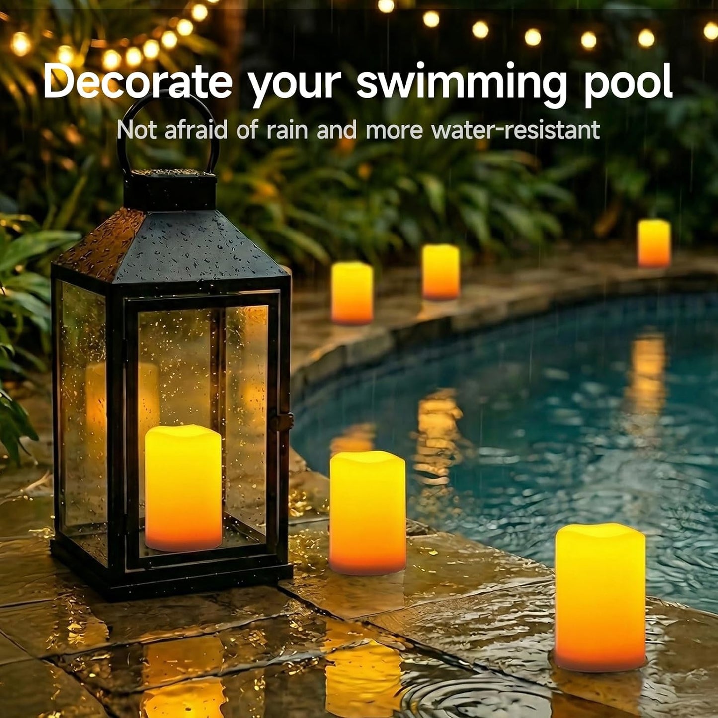 Homemory 4"x6" Large Solar Candles Outdoor Waterproof, Dusk to Dawn, Solar Powered Flameless Candles for Outdoor, Lanterns, Set of 2
