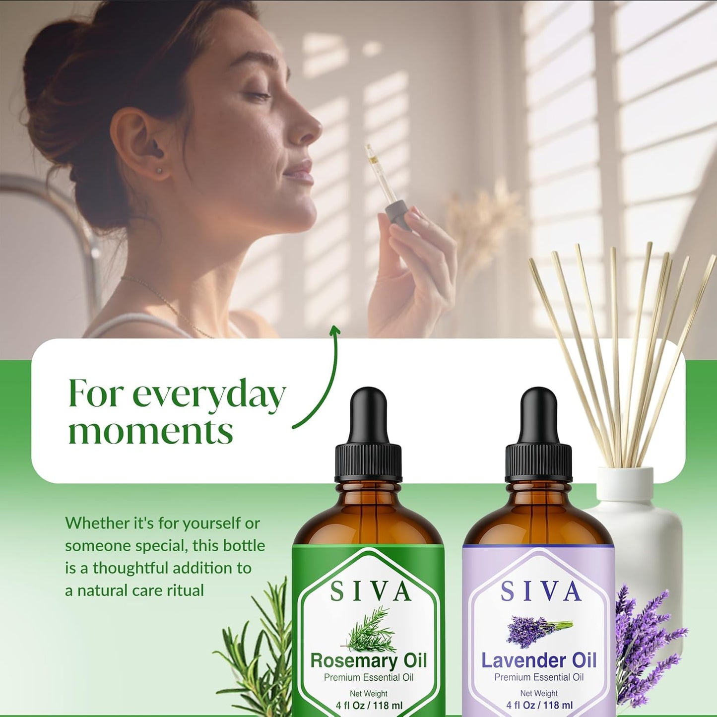 Siva Rosemary and Lavender Essential Oil 4oz Bundle Super Saver Combo – Premium Grade Value Set for Aromatherapy, Skincare and Haircare