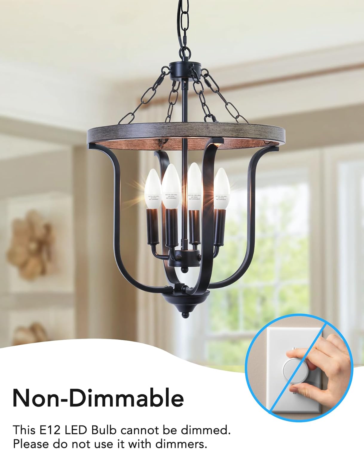 PARTPHONER E12 Base LED Light Bulbs B11 Candelabra Bulbs 60W Equivalent, Non-Dimmable 6W LED Bright Candle Small Base Chandelier Bulb 600 Lumen, 5000K Cold White for Ceiling Fan, Pack of 6
