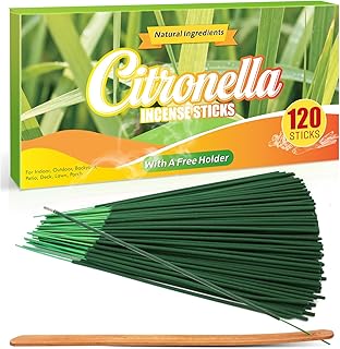 SCENTORINI Citronella Incense Sticks, 120 PCS Lemongrass Incense Sticks for Summer Home, Outdoor, Garden, Patio Camping, Pool Side, Porches, Courtyards, Farms, Garden Planting Area
