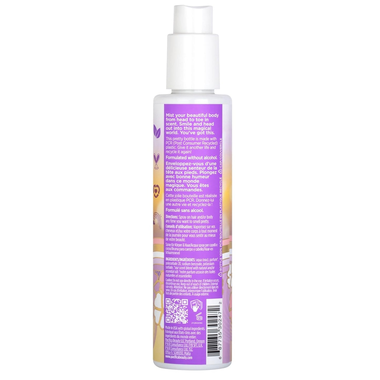 Pacifica French Lilac Hair & Body Mist – Clean Vegan Floral Hair Perfume Spray for Women, Fresh-Cut Lilac, Magnolia & Heliotrope Notes, Alcohol-Free Head-to-Toe Fragrance, Cruelty-Free, 6 Fl Oz