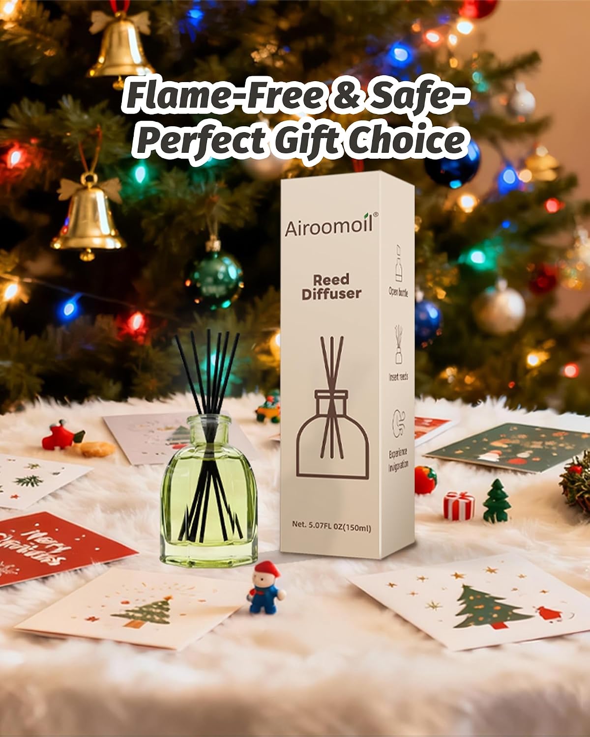 White Jasmine Reed Diffuser Set – 5 fl oz with 6 Sticks, Soft Floral Home Fragrance, Flameless Minimalist Glass Diffuser for Bathroom, Bedroom, Office, Hotel Aesthetic Decor & Gift