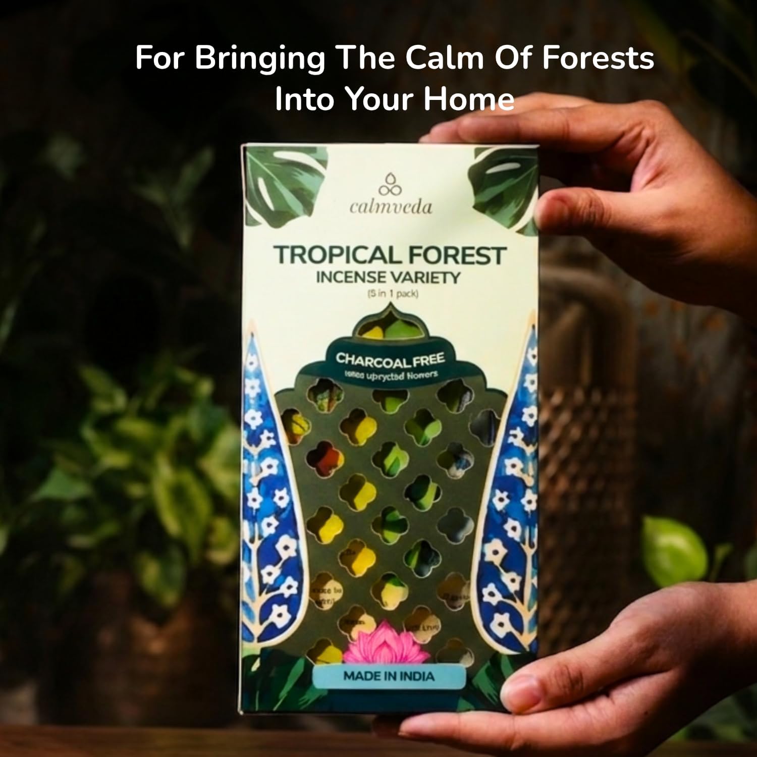Tropical Forest Incense Variety Pack- 5 Scents: Citronella, Eucalyptus, Pine Forest, Smell of Rain & Patchouli | Charcoal-Free Natural Incense Sticks | Eco-Friendly Aromatherapy Gift Set