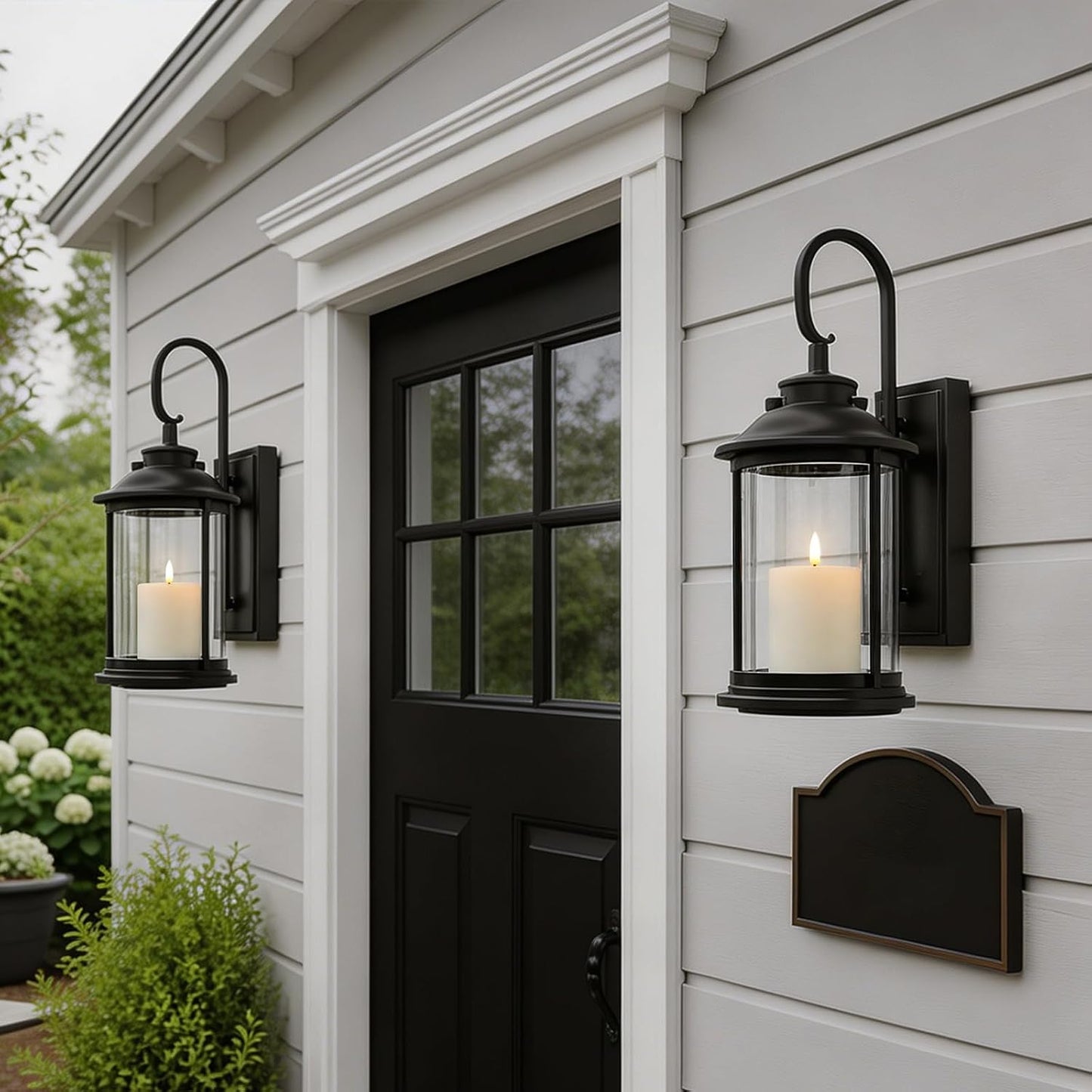 Outdoor Waterproof Flameless Candles with Remote and Timer, 2 Pack Battery Operated LED Flickering Pillar Candles, Fake Plastic Candles with Wax Effect for Lanterns, Indoor(Ivory, 3" x5" 5")