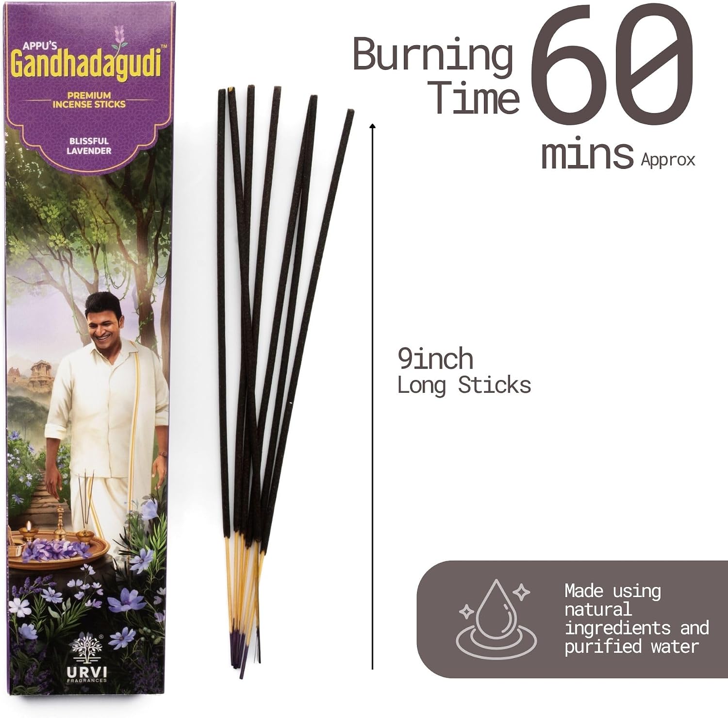 Blissful Lavender Incense Sticks – 100g | Handmade, Toxin-Free, Long-Lasting Fragrance | Natural Resin Aroma for Meditation, Yoga & Home Use