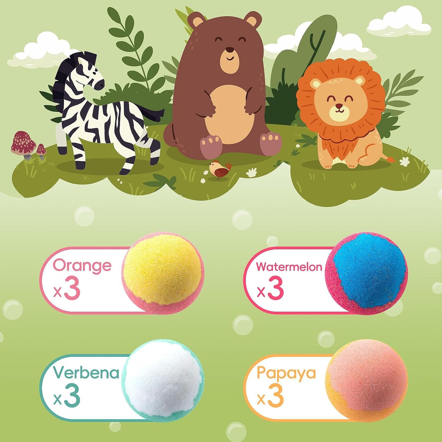 Bath Bombs for Kids with Surprise Inside, 12 Pack Bath Bombs with Mini Land Animal Toys Inside, Fizzy Bath Balls for Fun, Birthday Gifts, Perfect for Boys and Girls
