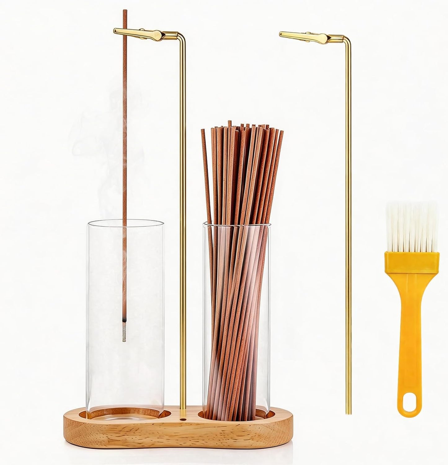 Glass Incense Holder, 2 in 1 Hanging Incense Burner Holder with Ash Catcher & Storage | Cute Boho Decor for Meditation, Yoga, Spa | Stick Incense Holder, Censer, Incense Tray Alternative (Natural)