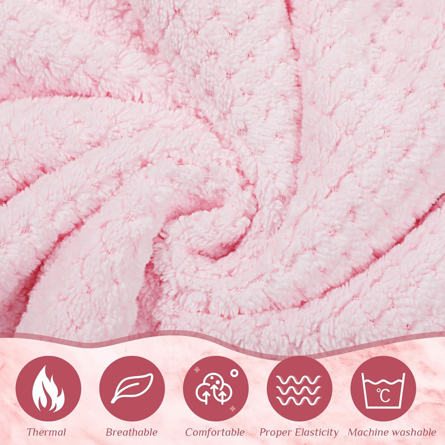 Tigeen 8 Pcs Spa Wraps for Women,Towel Wrap Waffle Spa Robe with Adjustable Closure Elastic Lightweight for Bath Shower(Pink,Medium)