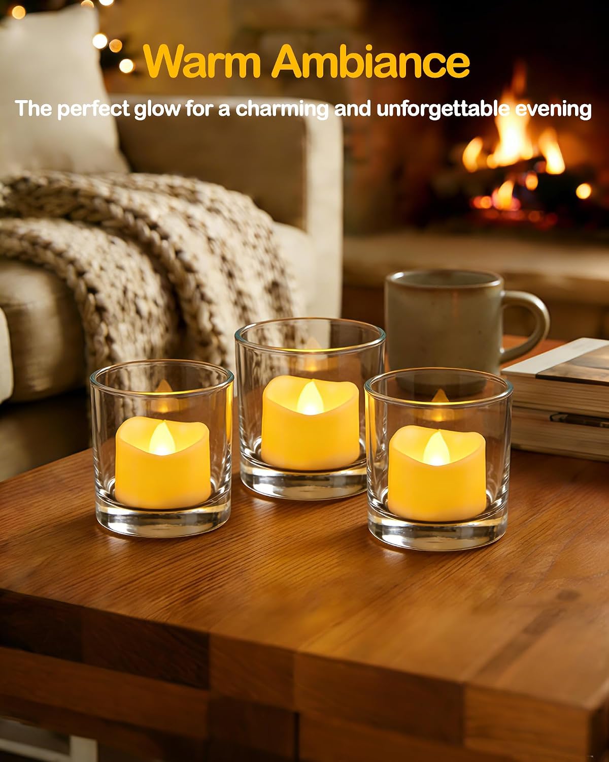 Gmnee 24Pcs Tea Lights Battery Operated, 200+Hours Small LED Candles | Flameless Tealights Candles for Christmas, Wedding, Party, and Halloween Decoration (Battery Included)