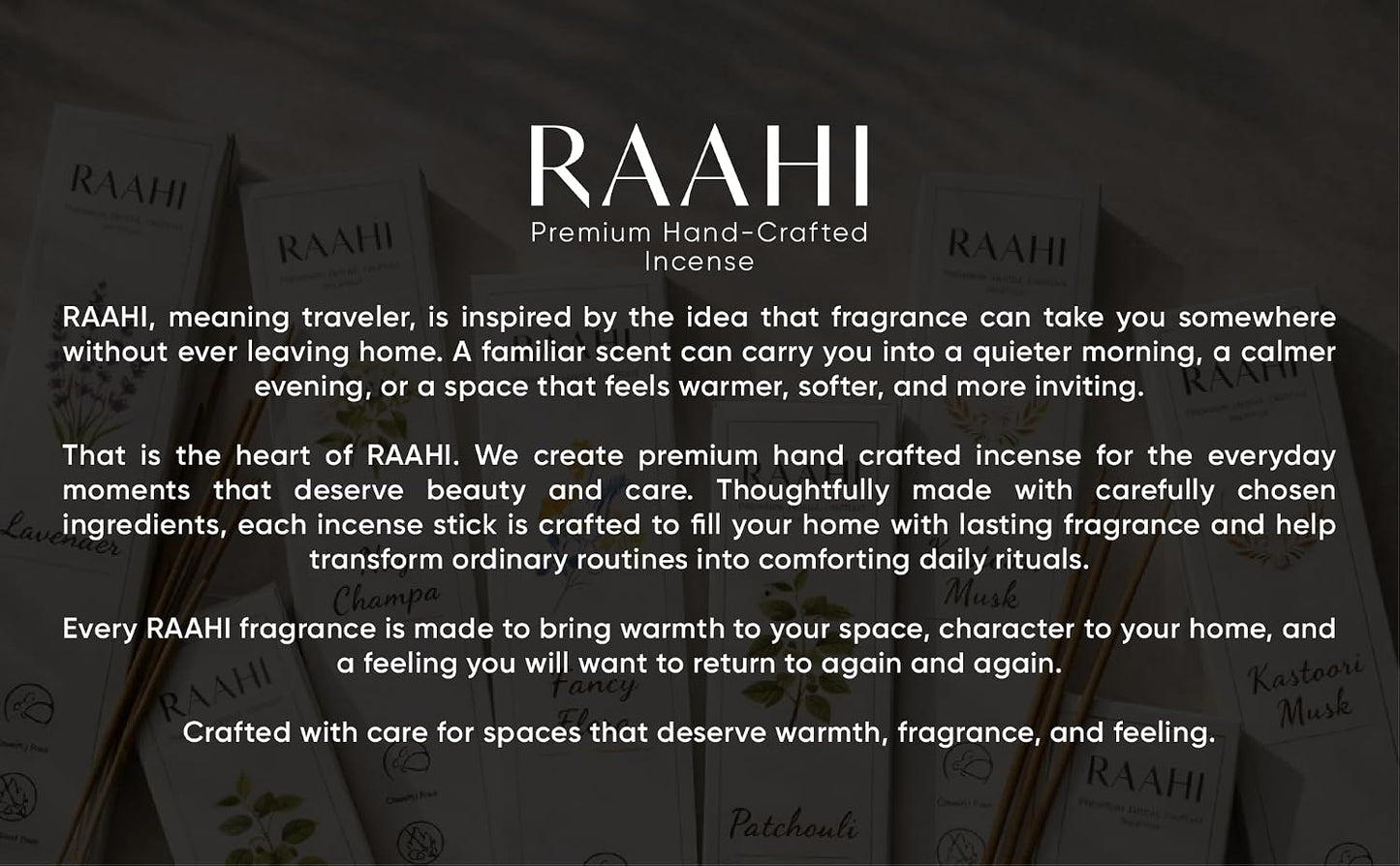 RAAHI Fancy Flora Incense Sticks with Holder, 120 Count, Handcrafted Scented Incense for Home Fragrance, Meditation, Yoga and Room Ambiance