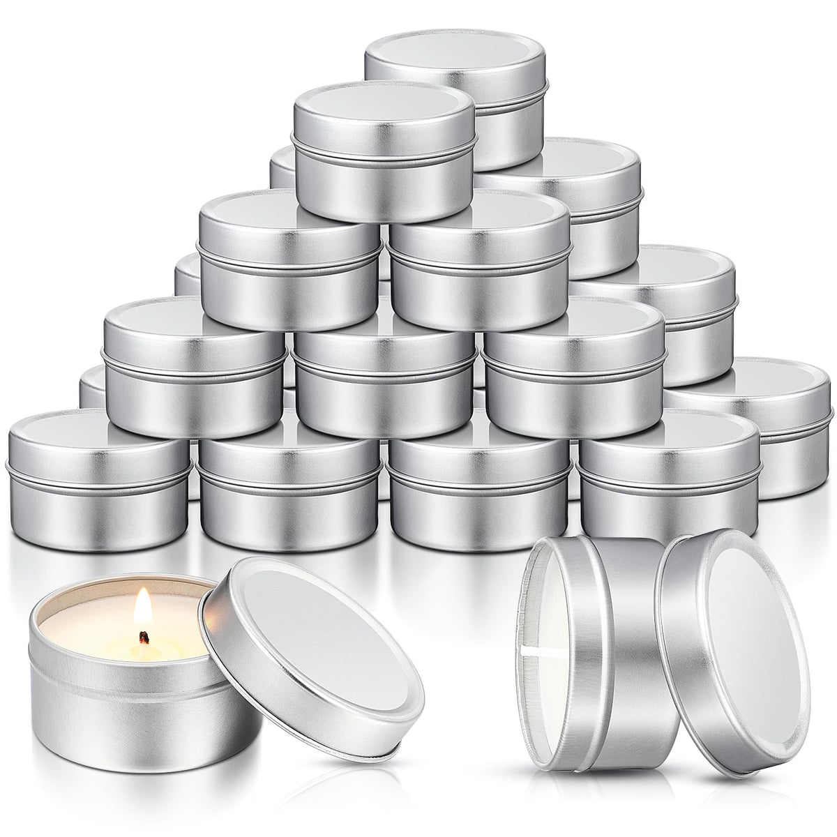 Conelist 24 Pcs Mini Candles Party Favors DIY Baby Shower Tealights Bulk Personalized Candle Tins with Lids Gifts for Guests Bridesmaid Wedding Birthday