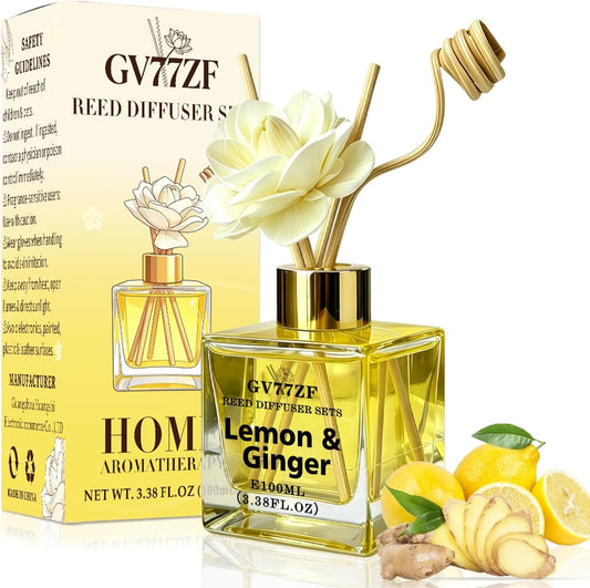 Lemon & Ginger Reed Diffuser Set 3.38oz (100ml) Home & Office Decor