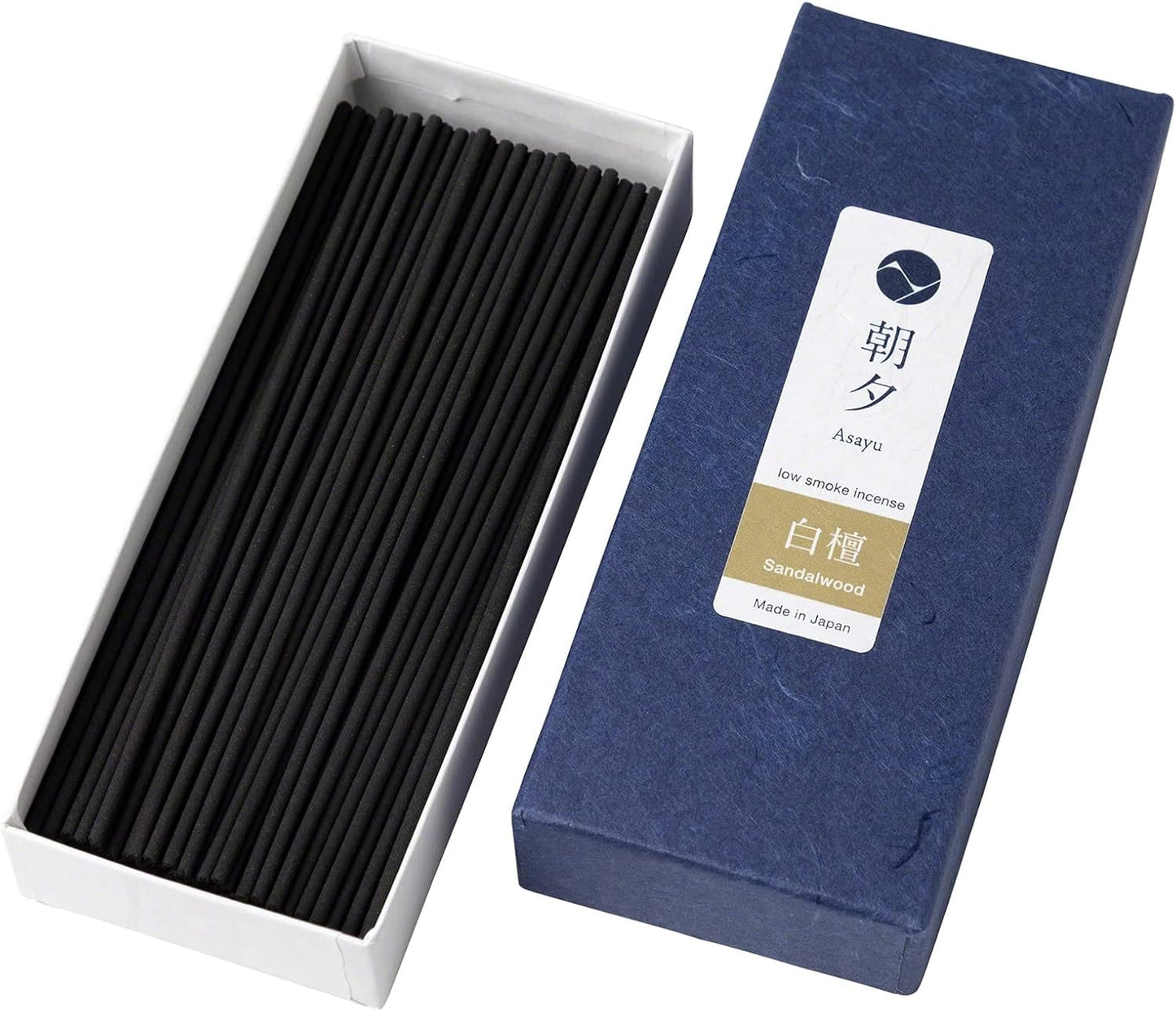 Asayu Japan Sandalwood Incense Sticks - Low Smoke Japanese Incense, 40g (70-80 Sticks), Made in Japan, Smokeless for Less Irritation and Non-Toxic, for Meditation, Relaxation & Home Fragrance