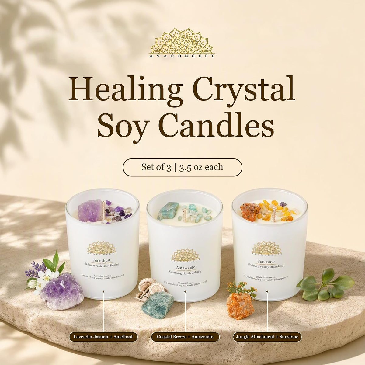 AvaConcept Healing Crystal Candle Gift Set