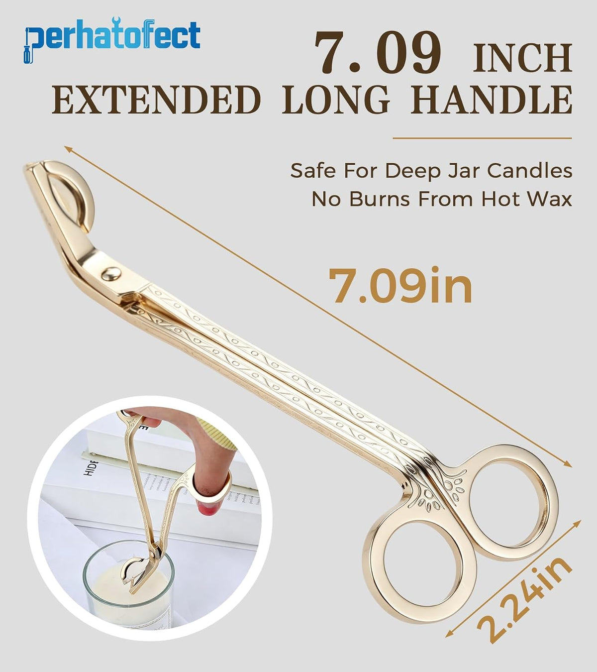 Candle Wick Trimmer Stainless Steel Wick Clipper with Debris Tray Gold