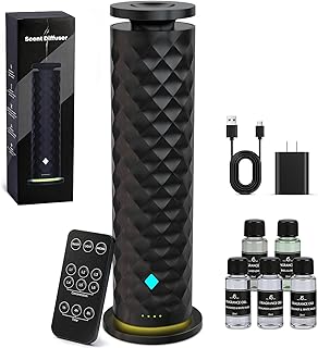 Waterless Scent Diffuser Starter Kit – Remote Control Cold Air Diffuser, 1000 Sq Ft Coverage Color and Ambient Light, Ultra-Quiet Quiet Nebulizing Aromatherapy for Home, Office, Bedroom & Spa