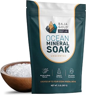 Baja Gold Ocean Mineral Soak – Natural Magnesium Bath Soak & Trace Elements | Relaxing, Clean Ingredient Soak for Bath, Muscles, Relaxation & Skin Care | Pure, Vegan, 2 Lb Resealable Bag, Unscented