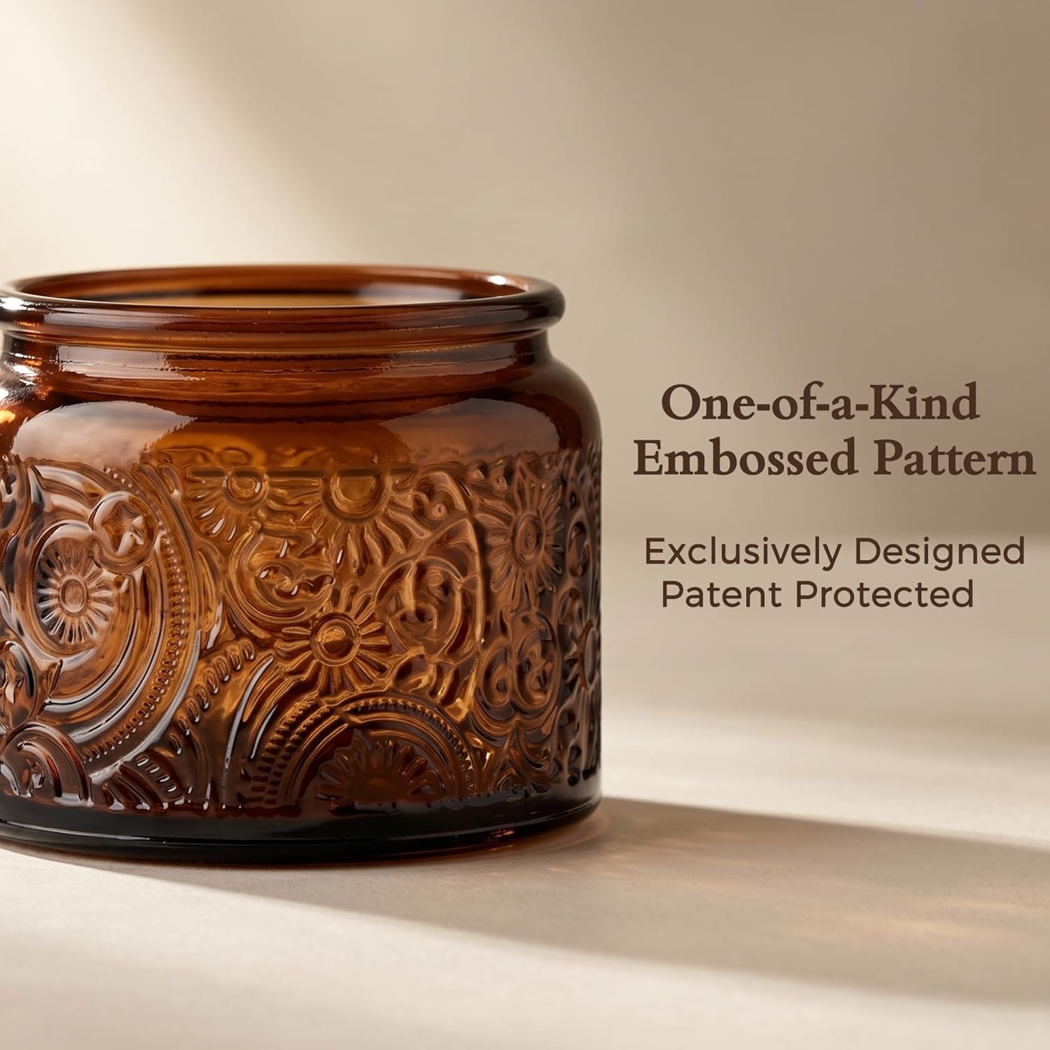 4 oz Mocha Sun Moon Stars Candle Jars with Bamboo Lids, 18 Pack | Patented Embossed Design, Includes Wick Centering Devices & Warning Labels, Multiple Color Options