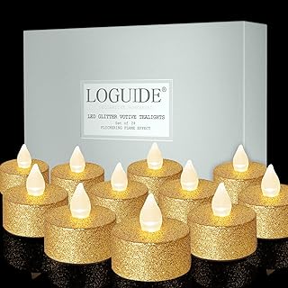 Battery Operated LED Tea Lights,24 Pack Gold Flameless Votive Tealights Candle with Warm White Flickering light, Small Electric Fake Tea Candle Realistic for Wedding,Table,Festival Celebration