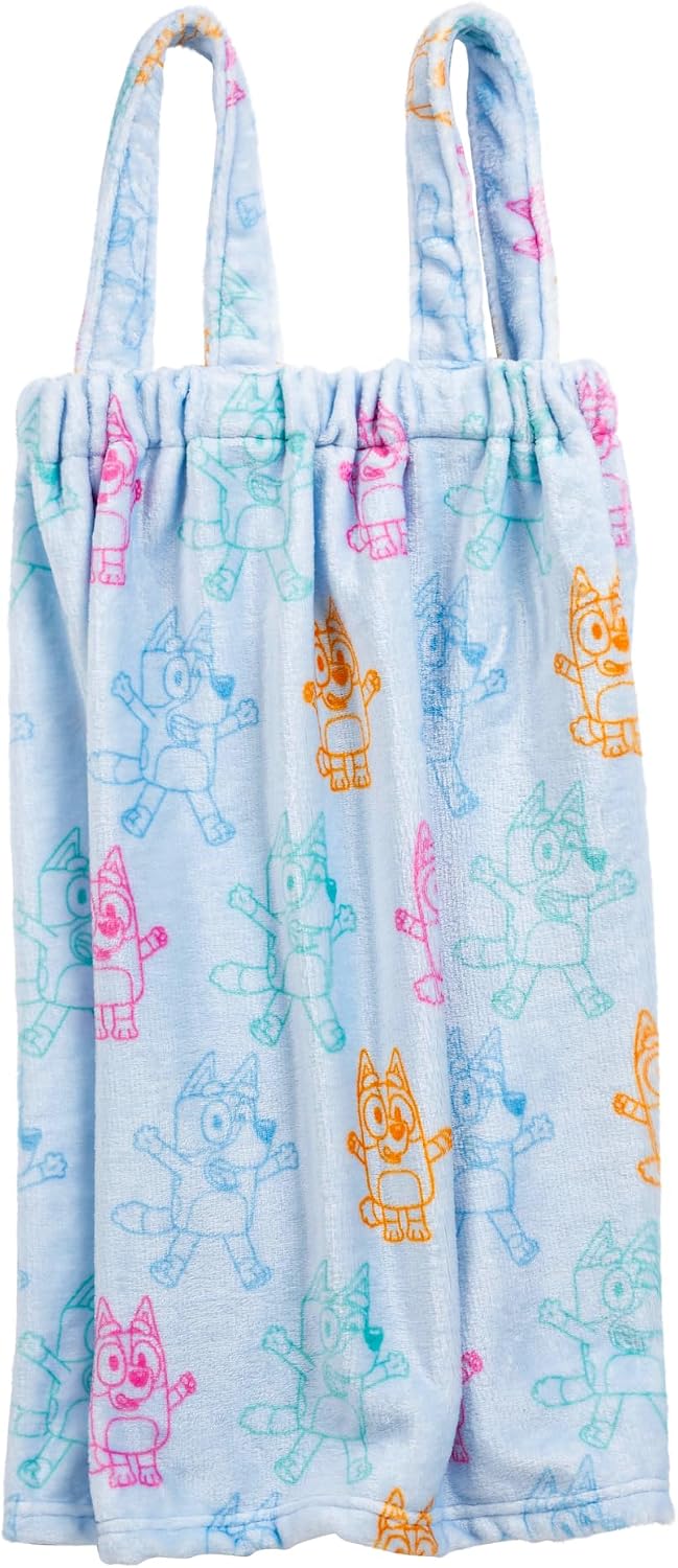 Jay Franco Bluey 3 Piece Spa & Bath Set - Includes Towel Wrap, Loofah & Spa Headband - Kids Bath & Shower Accessories
