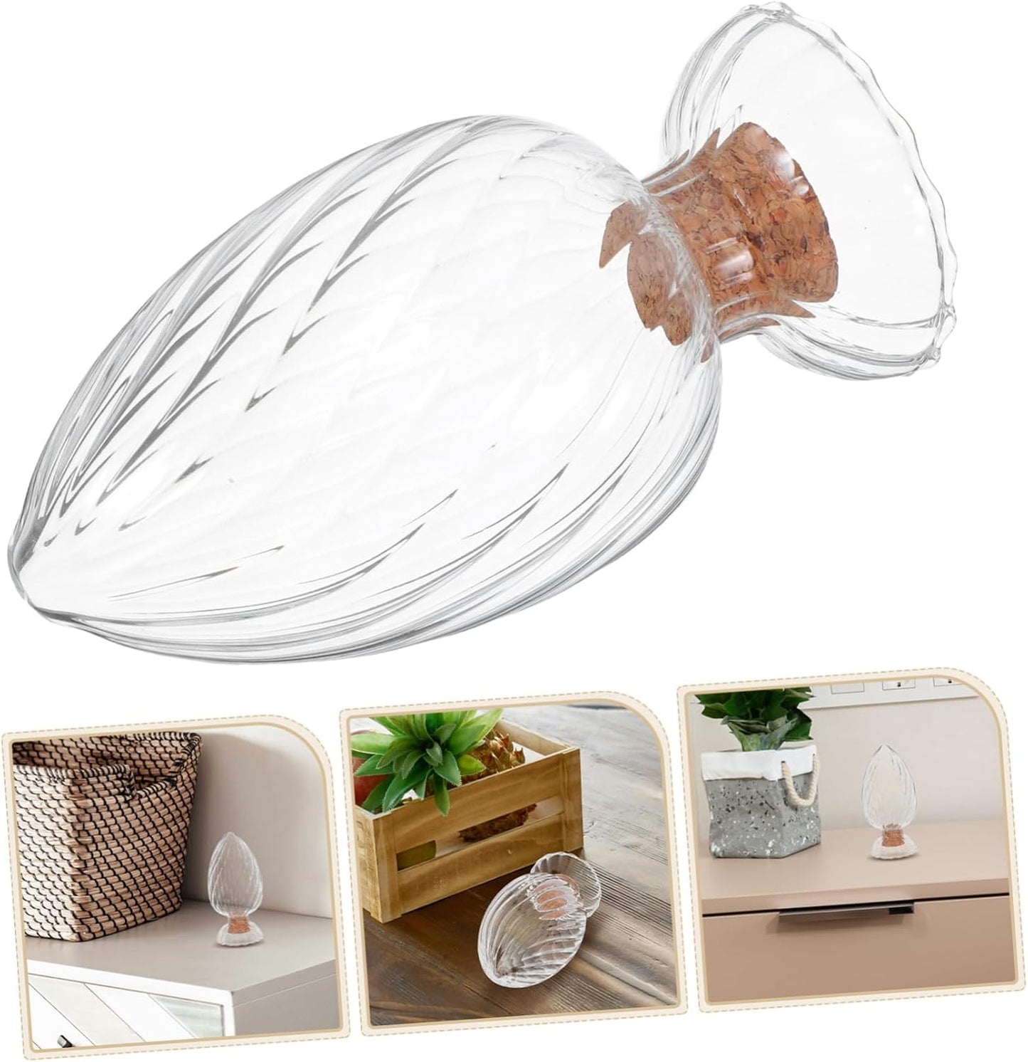 Mobestech Match Display Bottle Glass Match Cloche Cork Lid Multi-functional Storage Jar for Toothpicks
