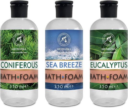 Bath Foam Set Coniferous &amp; Sea Breeze &amp; Eucalyptus 3x12Fl Oz - Body Care - Beauty - Bathing - Body Care - Wellness - Relax - Aromatherapy - Spa - Fresh Aroma - Bubble Baths