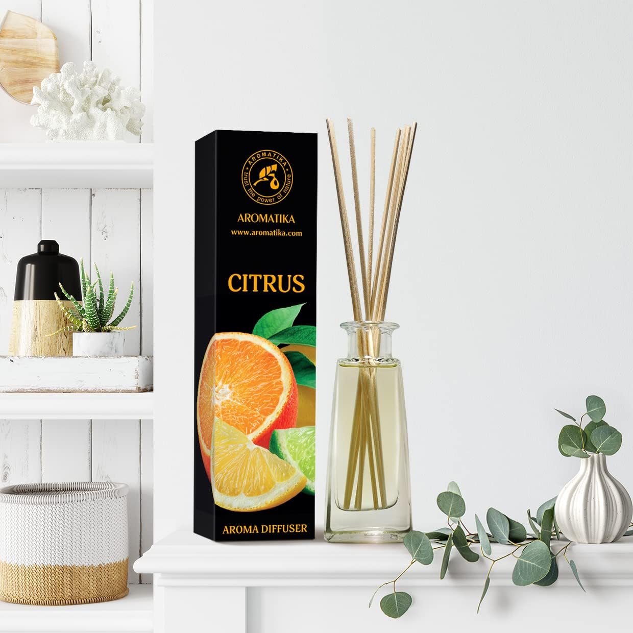 Citrus Reed Diffuser 3.4 Fl Oz (100ml) Room - Fragrance Oil Reed Diffuser with Rattan Sticks - Room Freshener - Relaxation Fragrance - Scented Diffusers - Fragrance