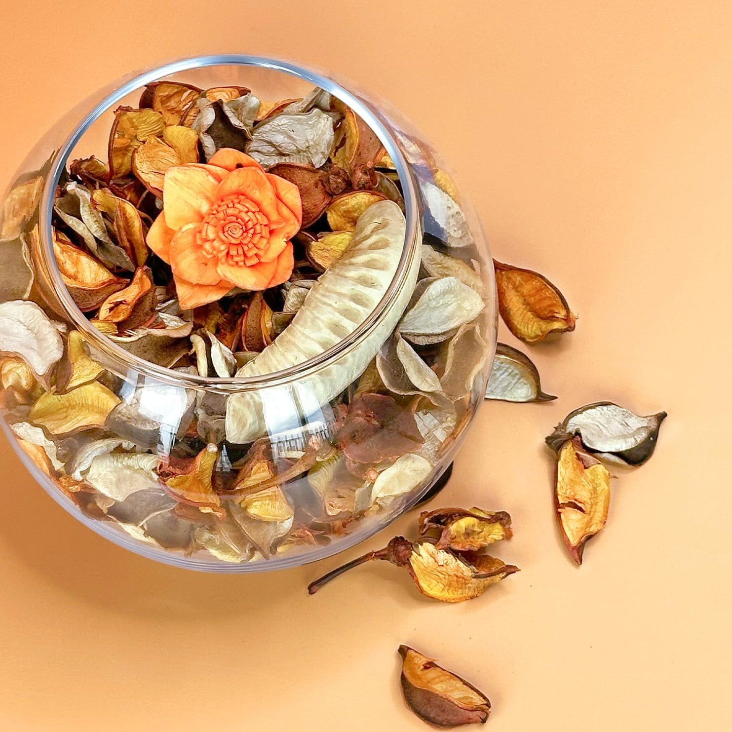 Potpourri Bags,Orange Scented Potpourri Bowl Filler, Decorative Dried Flower, Farmhouse Bathroom Vase Decor(10.5 oz/2 Packs)