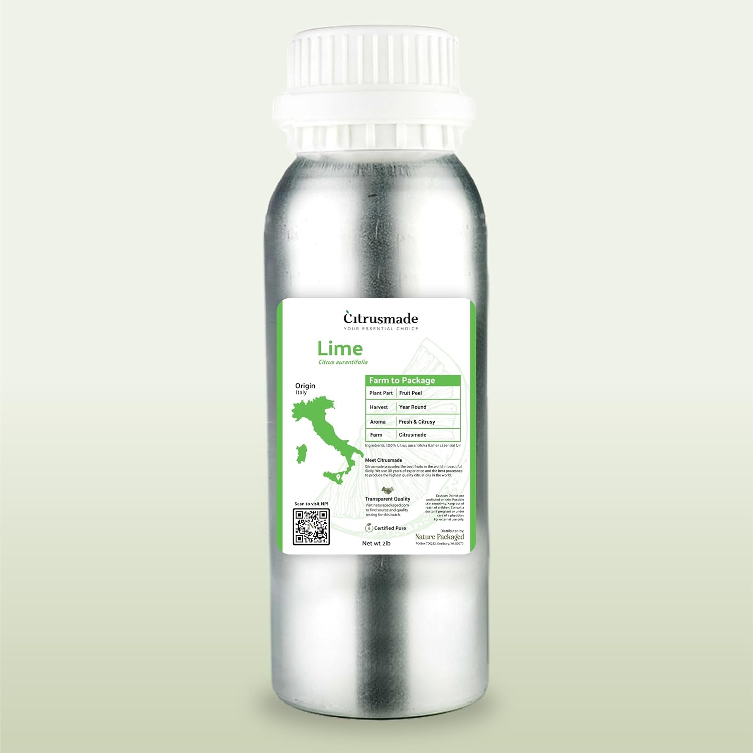 Lime Essential Oil - Direct from Citrusmade in Sicily- Pure Essential Oils for Diffusers and Aromatherapy in The Mediterranean - 100% Pure Therapeutic Grade (2LBS)