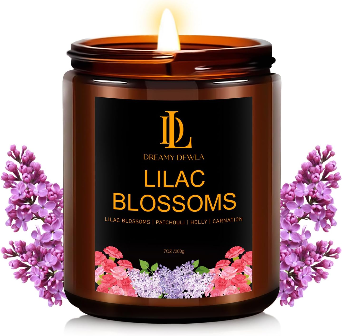 Lilac Blossom Scented Candles, Lilac Blossom Candle, Aromatherapy Candle Gifts for Women, Soy Candles for Home Scented, 7oz 50 Hours Burn, Home Décor