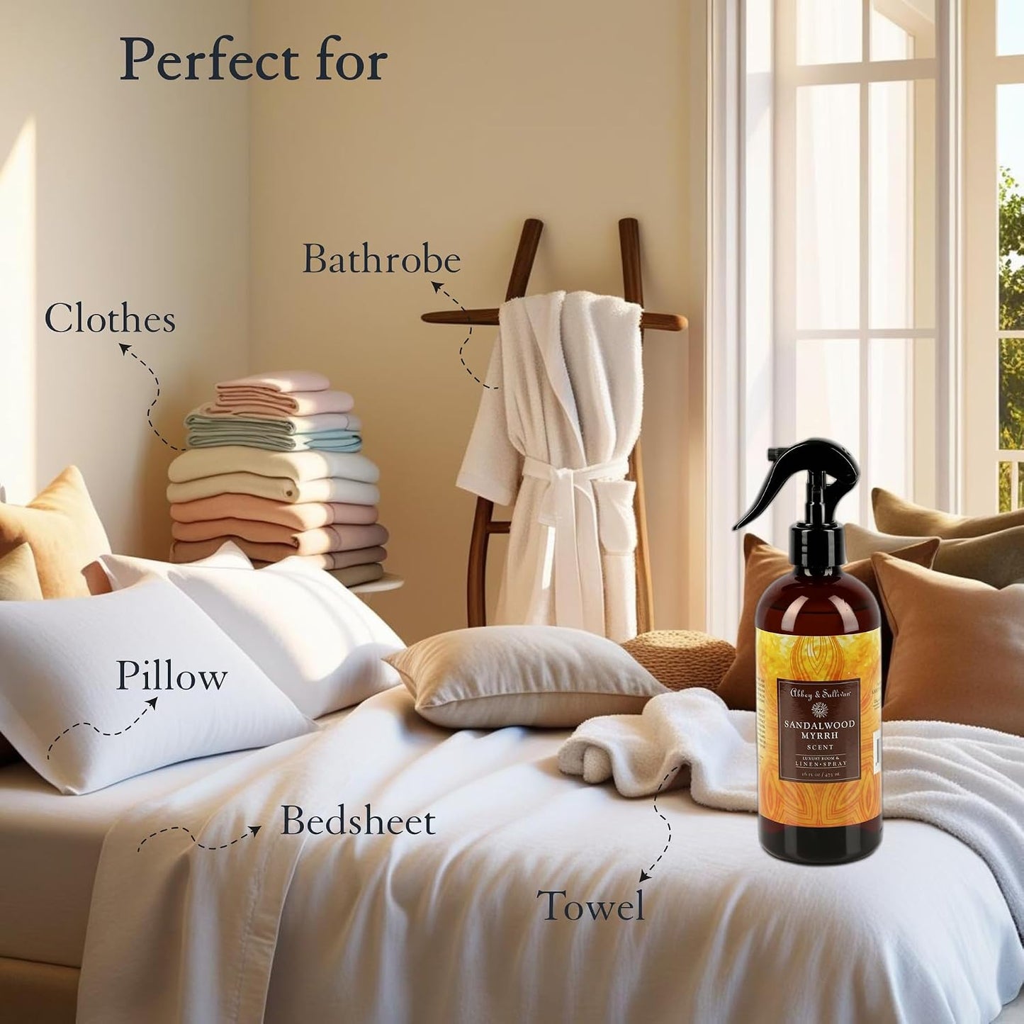 Abbey & Sullivan Linen Spray, Sandalwood Myrrh, 16 oz