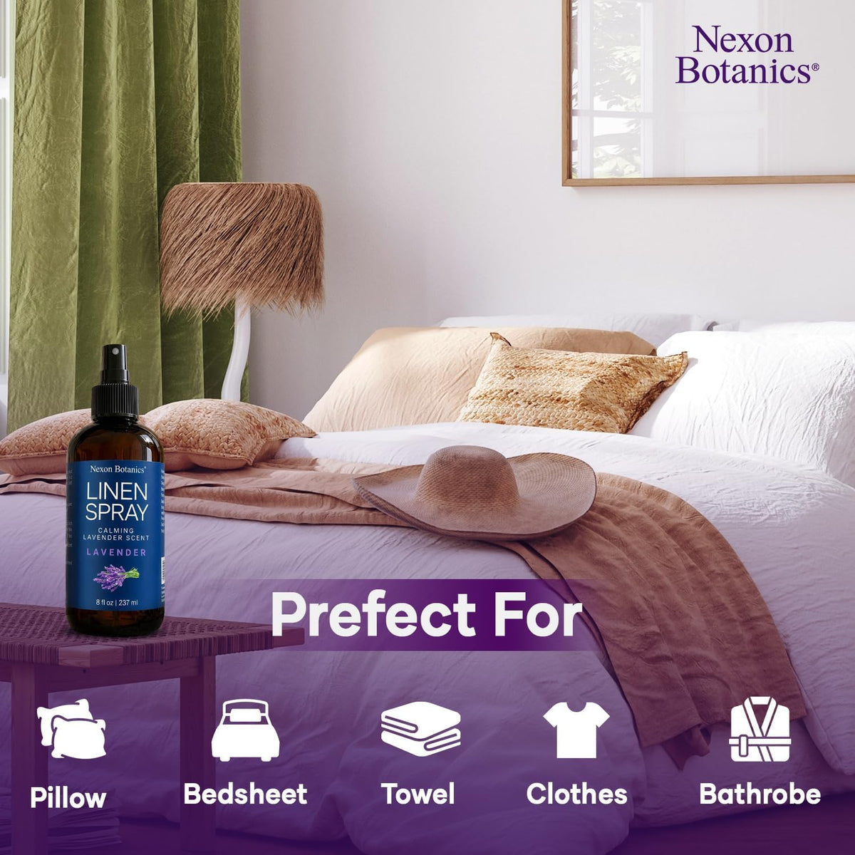 Lavender Linen Spray and Soothing Room Mist 8 fl oz with Gentle Scent