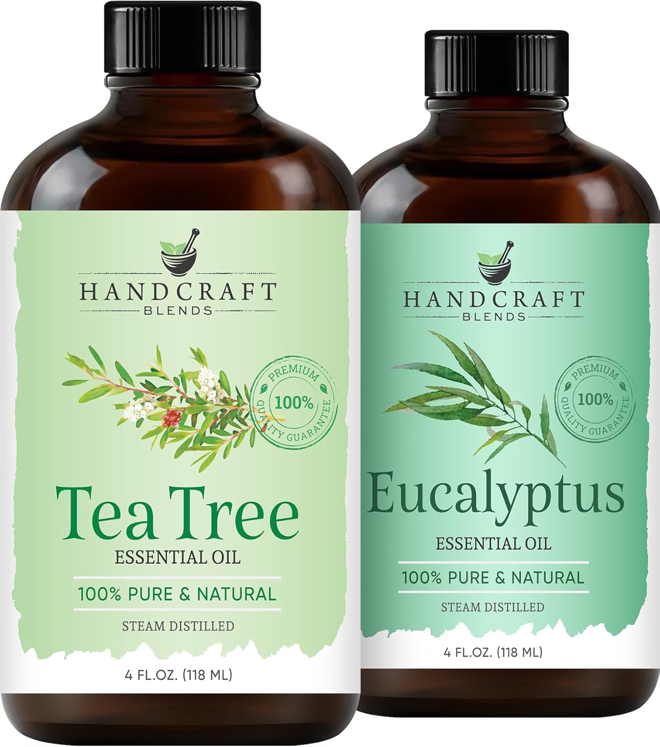 Handcraft Blends Purify & Refresh Set: Eucalyptus and Tea Tree Essential Oils – (2 x 4 Fl Oz) – 100% Pure & Natural – for Diffuser, Aromatherapy, and DIY Projects