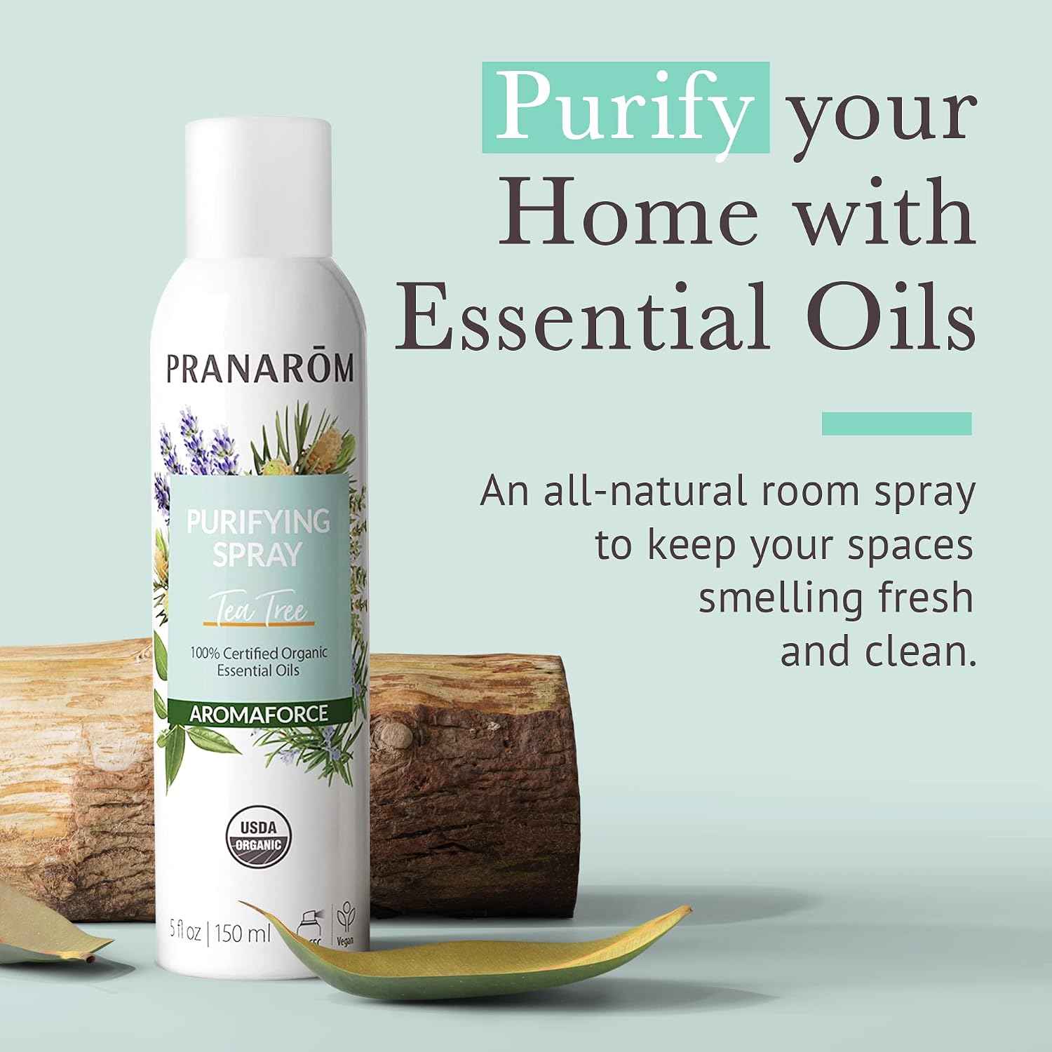 Pranarom - Aromaforce Purifying Spray, Aromatic Room Deodorizers for Home, Essential Oils Infused for Toxin Purification, All-Natural, Tea Tree, 150mL