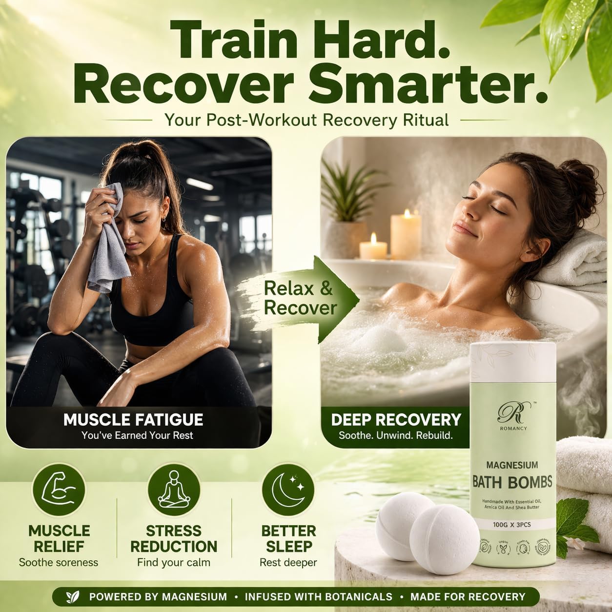 Magnesium Bath Bombs Gift Set – XL Epsom Salt Bath Bombs for Muscle Recovery, Stress Relief & Post-Workout Relaxation with Lavender & Arnica Spa Gift for Women & Men for Sore Muscles